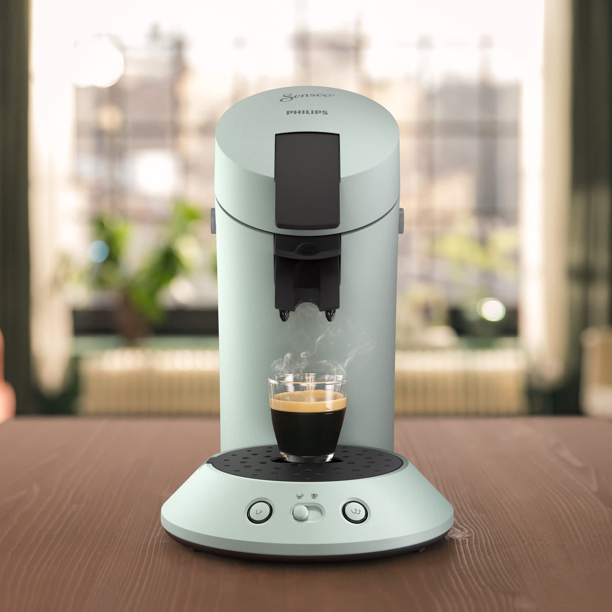 Philips Senseo Original Plus CSA210/20 - Cafetera de monodosis (selección de intensidad, tecnología Boost, plástico reciclado), color verde
