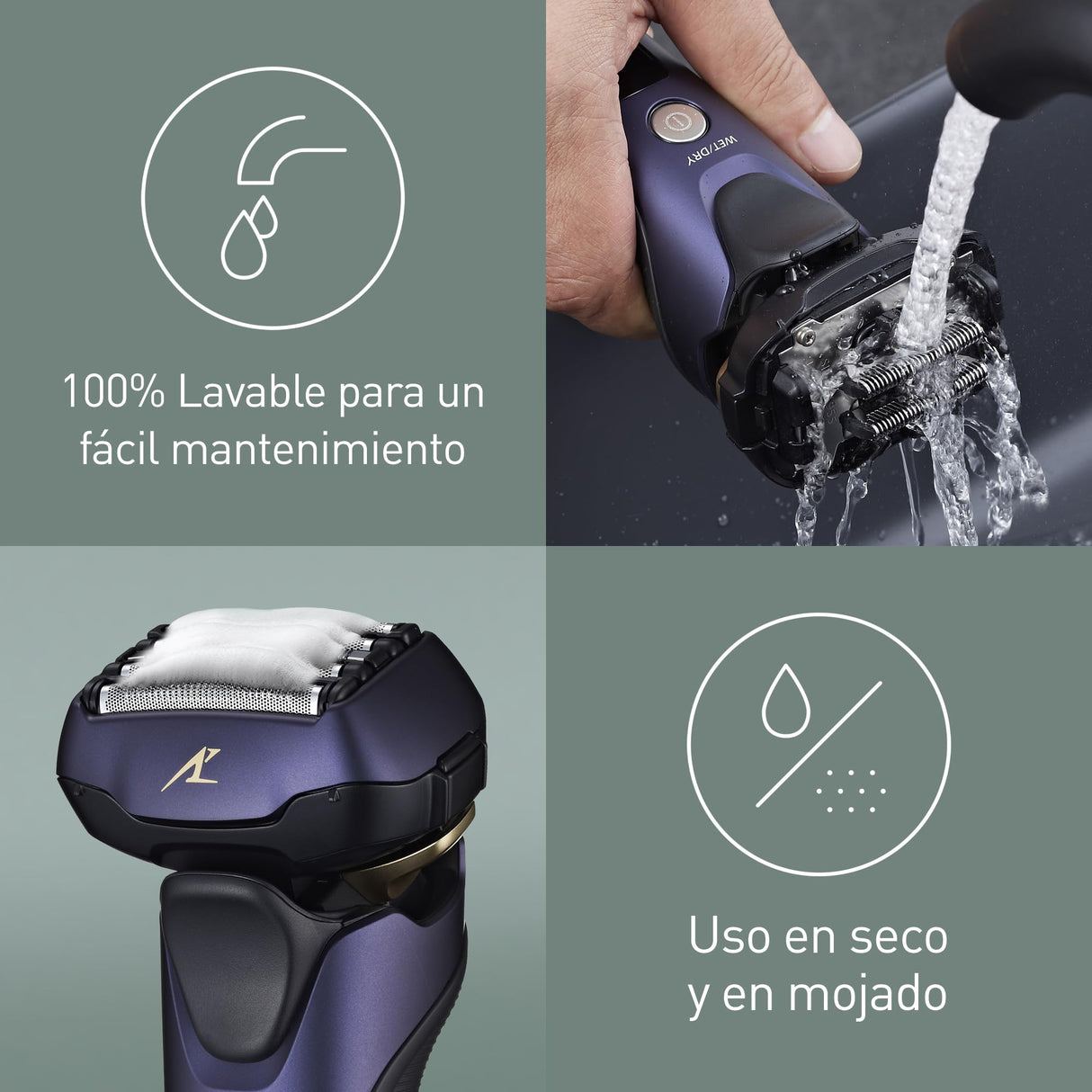 Panasonic Series 800 ES-LV67 Afeitadora premium (Motor ultrarrápido, 5 hojas precisión nanométrica, cabezal multiflexible con 16 direcciones, funda de viaje, lavable, ion de litio) morado y negro