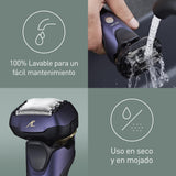 Panasonic Series 800 ES-LV67 Afeitadora premium (Motor ultrarrápido, 5 hojas precisión nanométrica, cabezal multiflexible con 16 direcciones, funda de viaje, lavable, ion de litio) morado y negro