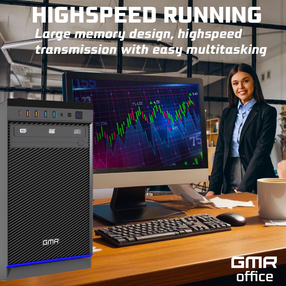 GMR Ultra i5 Office PC - Ordenador de Oficina para Empresas | 3 Años de Garantía | 16 GB de RAM | SSD M.2 de 1000 GB | USB 3 | Windows 11 Pro | WiFi-Bluetooth