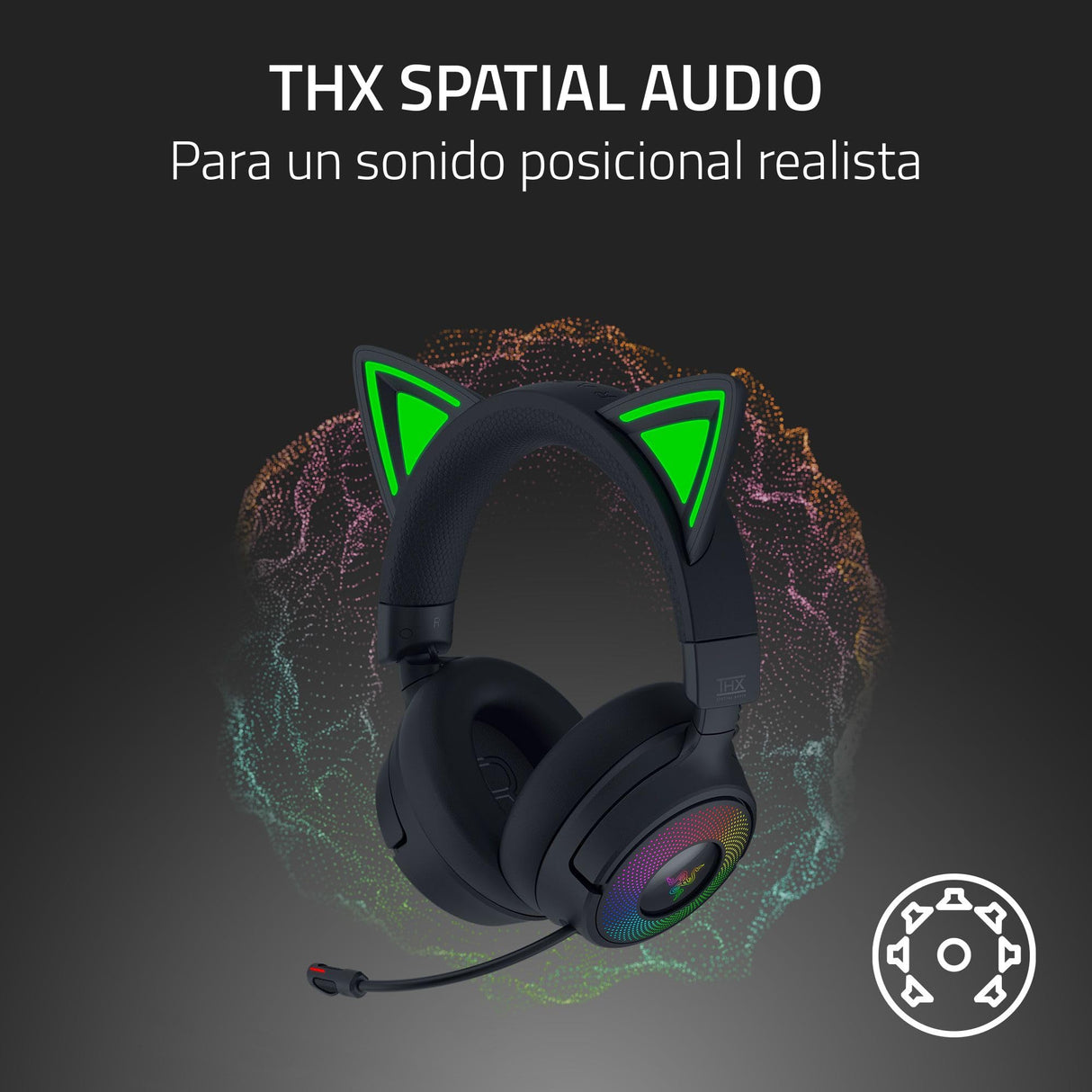 Razer Kraken Kitty V3 Pro - Auriculares inalámbricos RGB Kitty para Juegos - Orejas de Gato reactivas para Streaming - Diafragma 40mm - Hyperspeed Wireless y Bluetooth - THX Spatial Audio | Negro