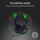 Razer Kraken Kitty V3 Pro - Auriculares inalámbricos RGB Kitty para Juegos - Orejas de Gato reactivas para Streaming - Diafragma 40mm - Hyperspeed Wireless y Bluetooth - THX Spatial Audio | Negro