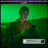 Philips Hue Secure Cámara de Video Vigilancia Inteligente con Base, para Exteriores o Interiores, Versión con Cable, Full HD Video, Control de Seguridad e Iluminación en Una Sola App, Negro