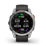 Garmin EPIX 2 - Reloj GPS Multideporte con Pantalla táctil AMOLED, Funciones Superiores, frecuencia cardíaca, mapas y música, Plata Gris