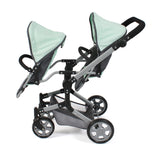 Bayer Chic 2000 - Cochecito de muñecas Linus Duo, Carrito de muñecas Gemelos para niños de 4 a 8 años, Melange Gris Oscuro, Menta, 690-67