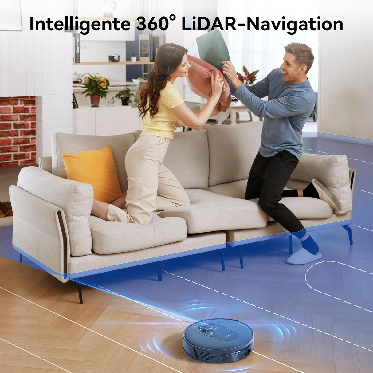 Proscenic Q8 Robot Aspirador con función de Limpieza, 4200 Pa, 200 min, Potente Robot de navegación láser con 5 Tarjetas, Control Mediante aplicación Alexa Siri IFTTT, para Suelos, alfombras, Pelo de