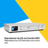 TechniSat DIGITRADIO 143 CD (V3) - sintonizador HiFi Digital, Radio por Internet (Dab+, FM, Bluetooth, Spotify Connect, Reproductor de CD, WLAN, Ancho 43,5 cm, Control de aplicación y Remoto) Plata