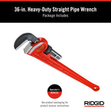 RIDGID 31035 Llave de tubo recta para servicio pesado de 36 pulgadas, Llave de fontanería de 36 pulgadas