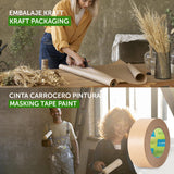 m-office Cinta Adhesiva Papel Kraft, Cinta de Embalar Adhesiva para Embalaje de Cajas, Envíos, Mudanzas y Manualidades, Cinta de Papel Embalaje, Cinta Marrón Papel Kraft (12 uds, 72mmx80m)