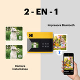 KODAK Mini Shot 3 ERA 4PASS - Cámara instantánea 2 en 1 e Impresora de Fotos (7,6 x 7,6 cm, 8 Hojas), Color Amarillo