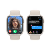Apple Watch Series 9 [GPS + Cellular] Smartwatch con Caja de Aluminio en Blanco Estrella de 45 mm y Correa Deportiva Blanco Estrella - Talla S/M. Monitor de entreno, App Oxígeno en Sangre