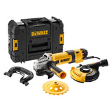 DEWALT Mini-amoladora angular eléctrica, 125mm, Potente motor 1500 W, Arranque Suave + Bloqueo, Velocidad sin carga 2800-10000 rpm, Rosca M14, Sistema de extracción de polvo, DWE4257KT-QS
