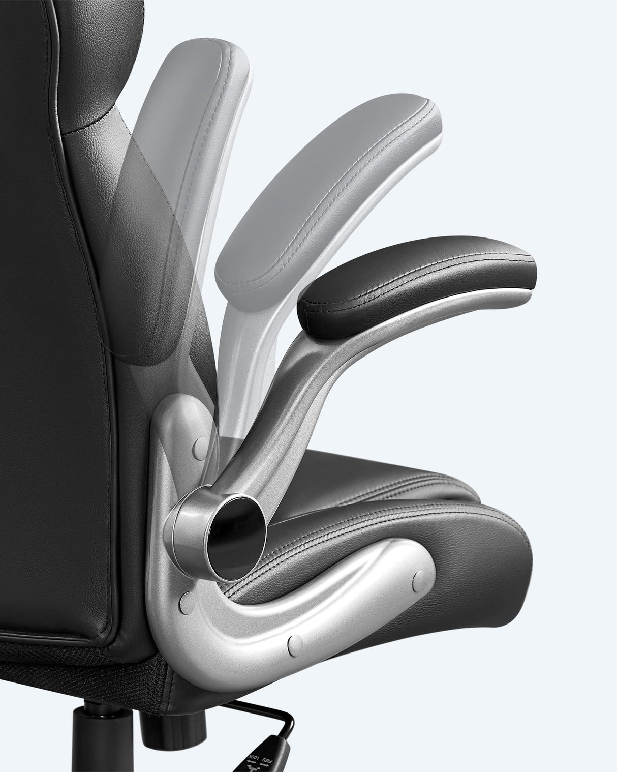 SONGMICS Silla de Oficina, Silla Gaming Ergonómica, Mecanismo de Inclinación, Apoyabrazos Plegables, Ruedas Universales, Altura Ajustable, Silla Racing, Negro Tinta OBG65BK