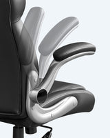 SONGMICS Silla de Oficina, Silla Gaming Ergonómica, Mecanismo de Inclinación, Apoyabrazos Plegables, Ruedas Universales, Altura Ajustable, Silla Racing, Negro Tinta OBG65BK