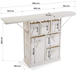 DRW Mueble planchador Blanco con cestos 130.5x30.5x86.5 cm Abierto
