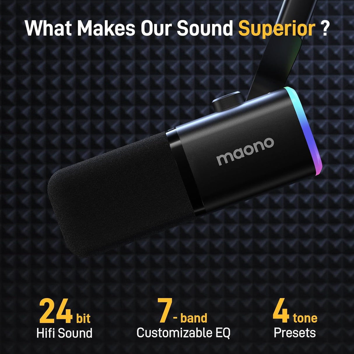 MAONO Micrófono dinámico para Juegos: micrófono dinámico USB XLR para computadora con Software-RGB para PC, Kit de micrófono para Gamer-Podcast, para Estudio de grabación de Streaming