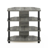 Furinno Econ Pequeño Soporte de TV de 4 Niveles Fácil de Montar, Roble Francés/Negro