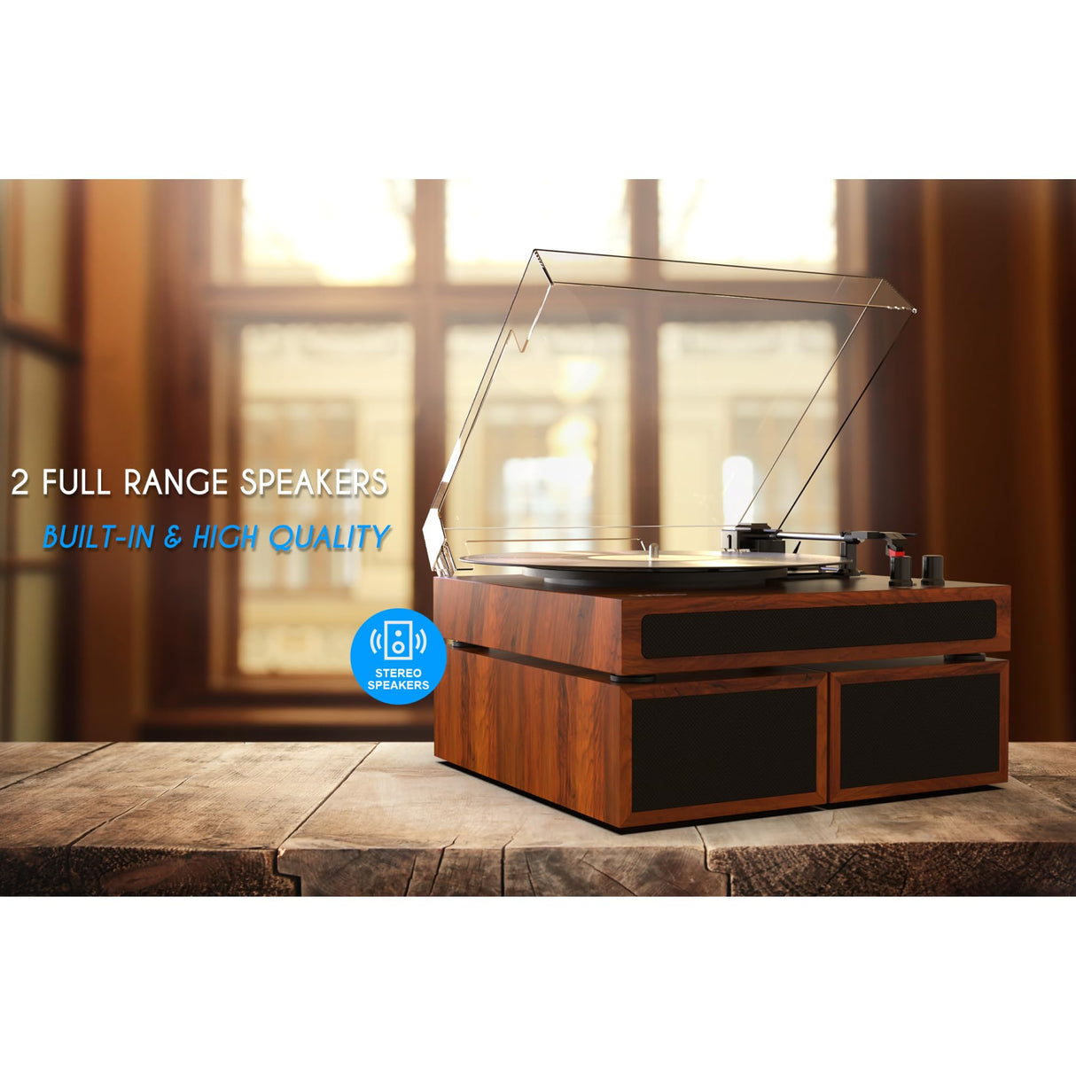 Wiibo Mustang 1970-BT Light - Tocadiscos de Vinilo con Altavoces y Bluetooth - Giradiscos de Diseño Retro - Salidas RCA para Altavoces - Selección de Velocidades 33/45/78 RPM - Cápsula de Cerámica