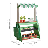Teamson Kids Puesto de Mercado Vermont de Madera con Verduras, Pizarra, balanza, Cajas de jardín y Accesorios de Compra para niños