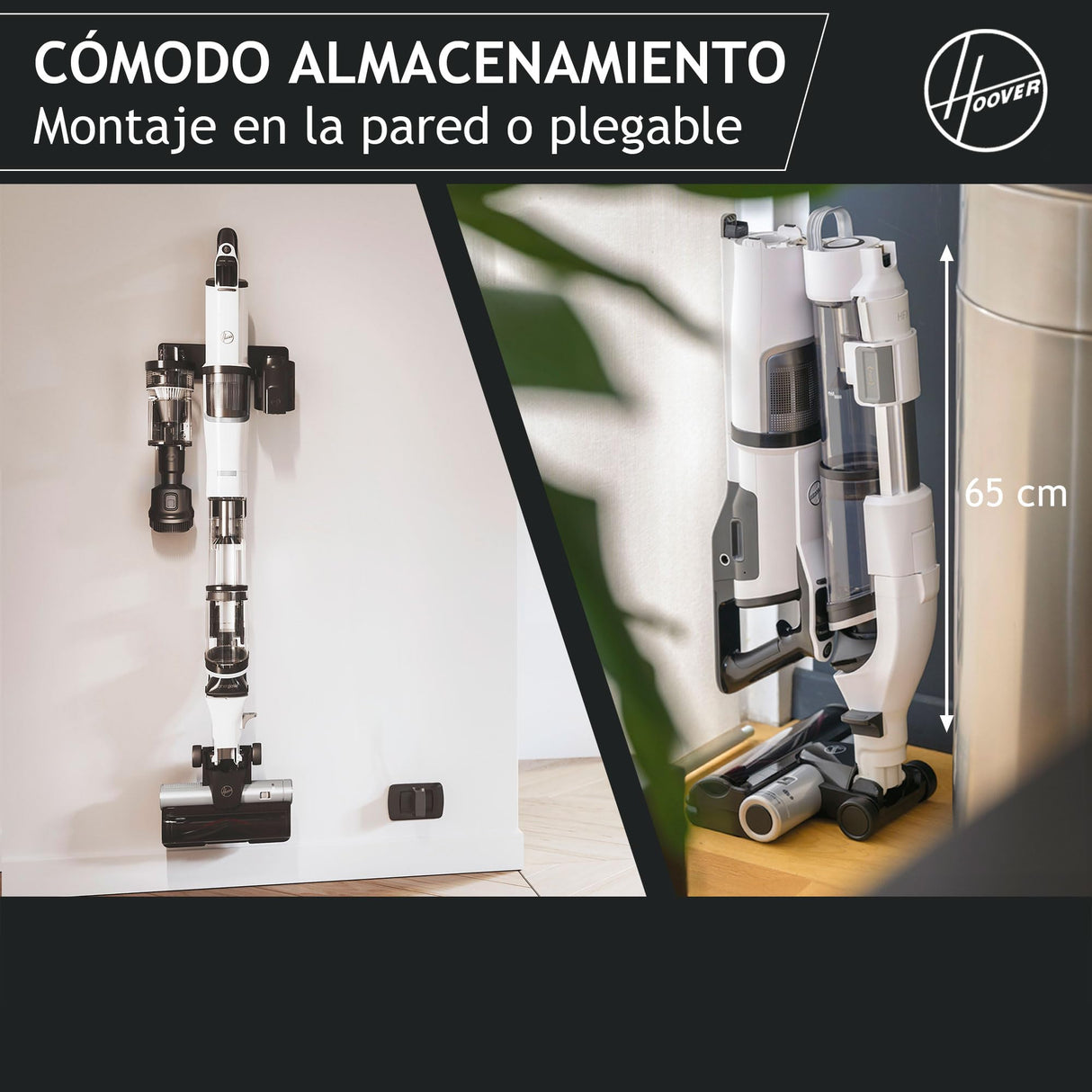 Hoover Aspiradora Escoba Sin Cable Potente con Corner Genie™ para Limpiar Todos los rincones, Cepillo Anti-Enredos, Luces LED, 2 Baterías [HFX]
