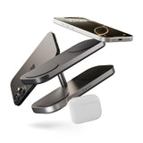 Zens Otterbox Quattro Wireless Charger Pro 4, Cargador inalámbrico MagSafe y Qi2 de 15 W para iPhone/AirPods, Incluye Adaptador de Corriente de 65 W (EU/UK/US) y Cable Integrado de 1,5 m, Negro