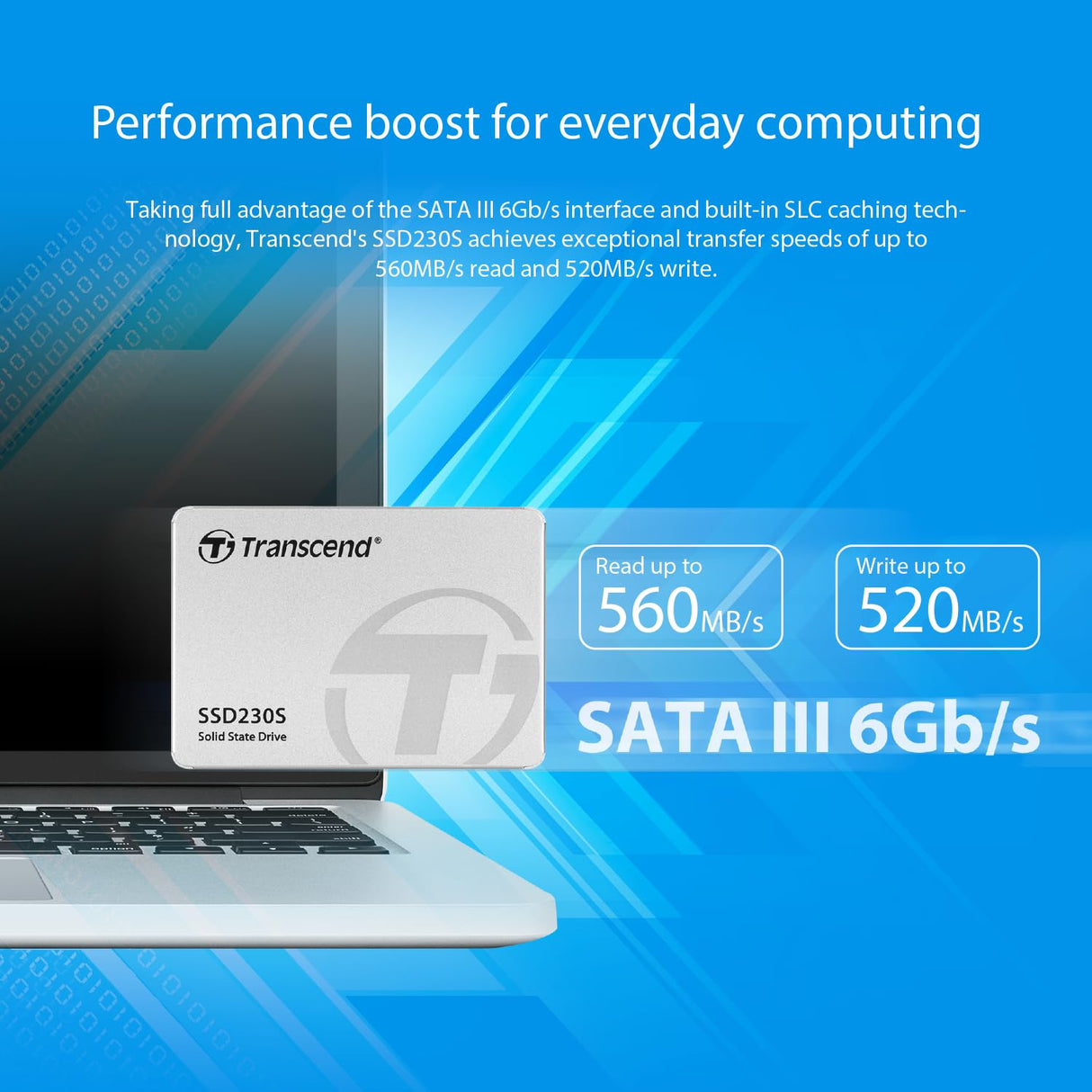 Transcend 4TB SSD230S 2.5 Pulgadas SATA III 6 GB/s Disco de Estado Sólido Interno 3D TLC NAND con Caché DRAM TS4TSSD230S