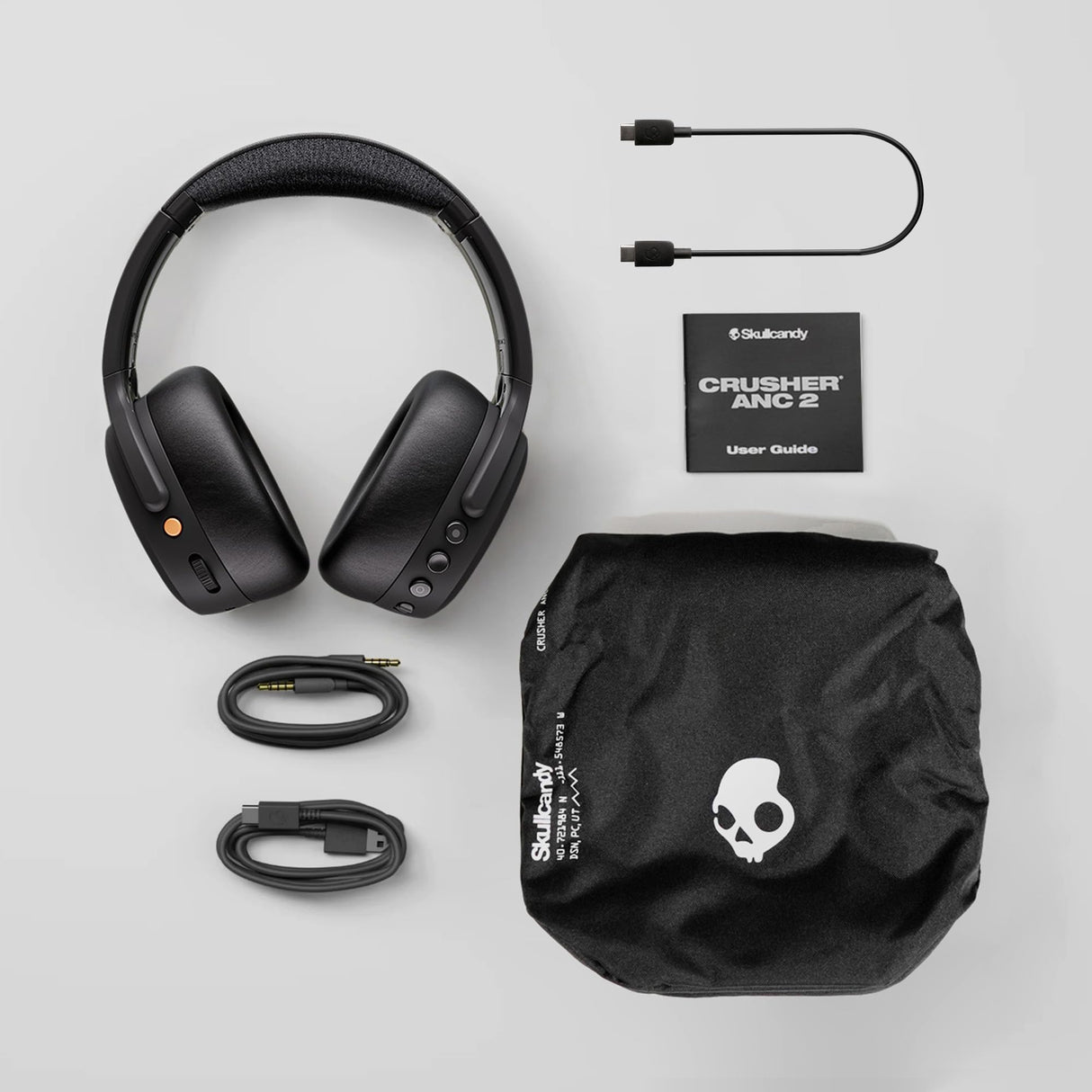 Skullcandy Crusher ANC 2 Cascos Over-Ear Inalámbricos con Cancelación de Ruido y Sensory Bass, Charging Cable, 50 h de Autonomía, Skull-iQ,Alexa Habilitada, Compatibles Dispositivos Bluetooth, Bone