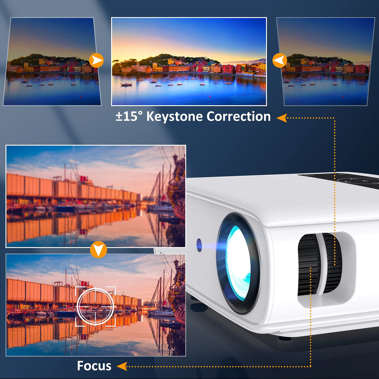 HOPVISION Proyector, 15000 Lux Nativo 1080P Full HD Home Cinema Video Proyector 4K with Bluetooth WLAN Pantalla de 350'' Compatible con TV Stick, HDMI, USB, X-Box, iOS/Android
