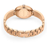 Swarovski Reloj Crystal Rock Oval, Brazalete de Metal, Acabado en Tono Oro Rosa, Blanco, Fabricado en Suiza