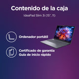Lenovo IdeaPad Slim 3 Gen 11 – Ordenador Portátil 15.3" WUXGA (Intel Core Ultra 5 322, Copilot+ PC, 16 GB RAM, 1 TB SSD, Wi-Fi 6, USB-C, Windows 11 Home) Teclado QWERTY Español - Gris Luna