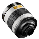 Walimex 16437 - Teleobjetivo para micro cuatro tercios (distancia focal fija 800 mm, apertura f/8, diámetro: 23 mm), negro y blanco