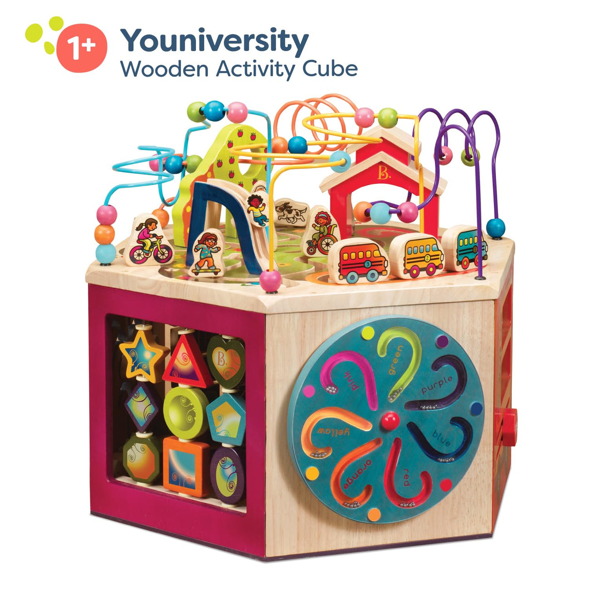 B. toys- Pájaros Cubo Centro de Actividades de Madera – Juguete de Aprendizaje para niños, Chicos – El Alfabeto, números, Formas – 12 Meses + – Youniversity, Multicolor, M (Branford Ltd. BX2134C1Z)