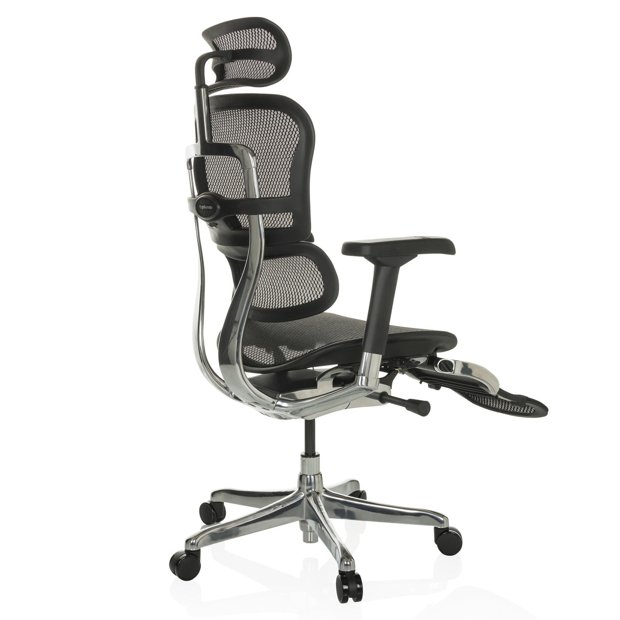 hjh OFFICE Silla de dirección con reposapiés ERGOHUMAN Plus LEGPRO GEN2 Silla de Oficina ergonómica de diseño Original, Totalmente Equipada, Malla Negra