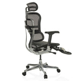 hjh OFFICE Silla de dirección con reposapiés ERGOHUMAN Plus LEGPRO GEN2 Silla de Oficina ergonómica de diseño Original, Totalmente Equipada, Malla Negra