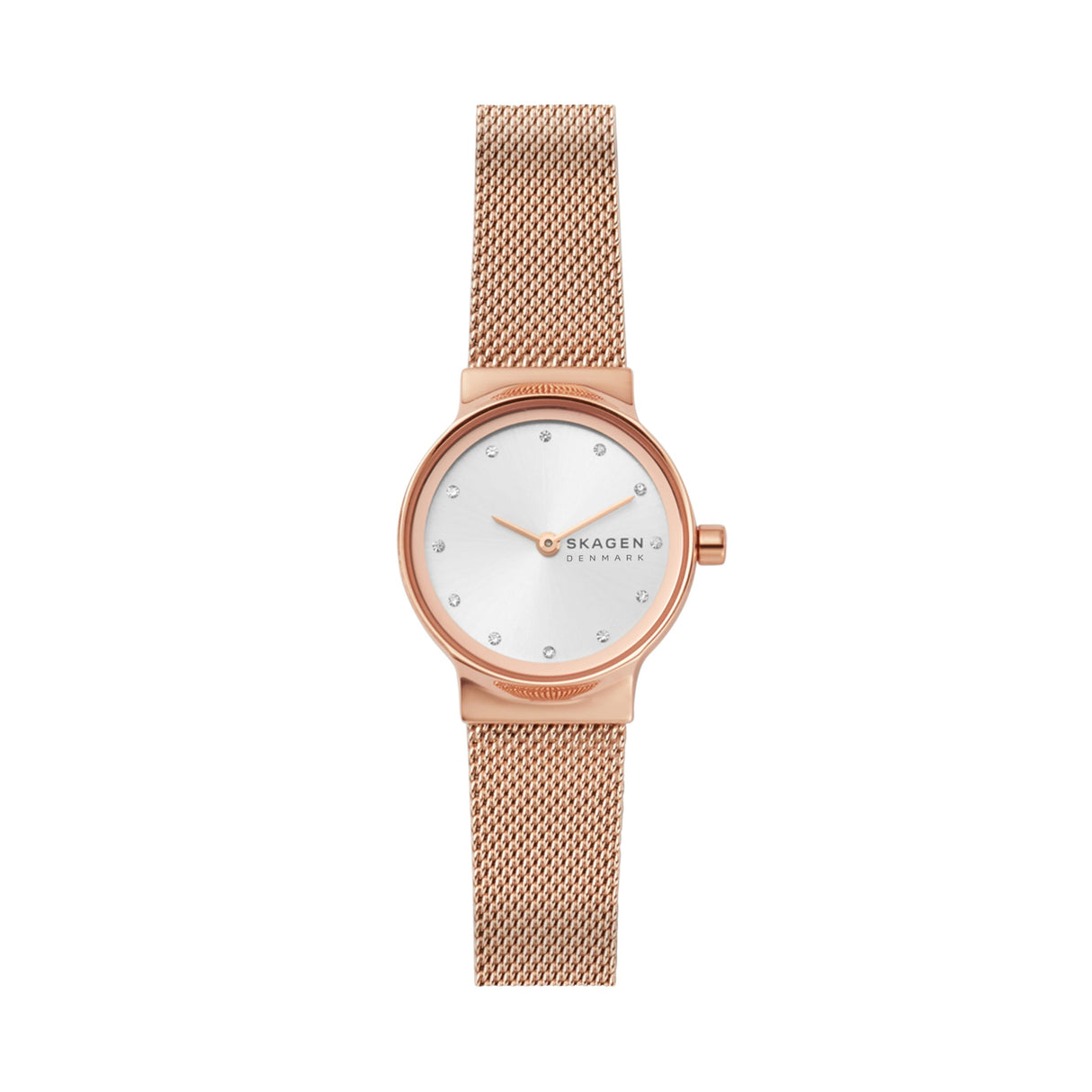 Skagen Freja reloj para mujer, movimiento de cuarzo con correa de acero o piel, Tono oro rosa y blanco, 26MM