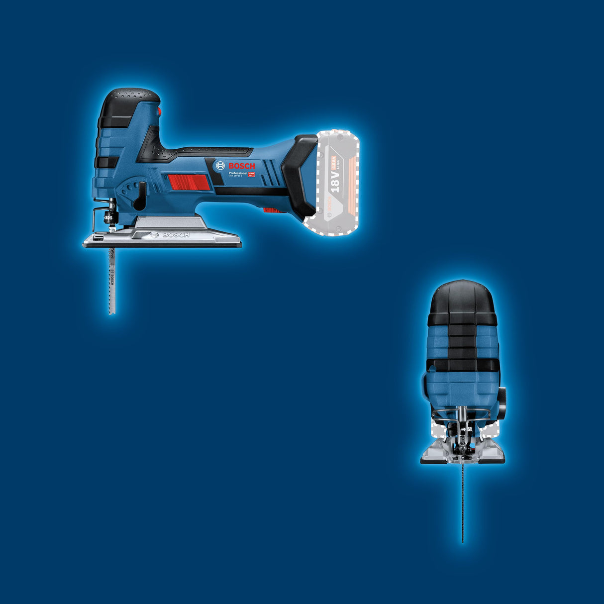 Bosch Professional 18V System GST 18V-LI S - Sierra de calar a batería (2700 cpm, profundidad de corte 120 mm, sin batería, en L-BOXX)
