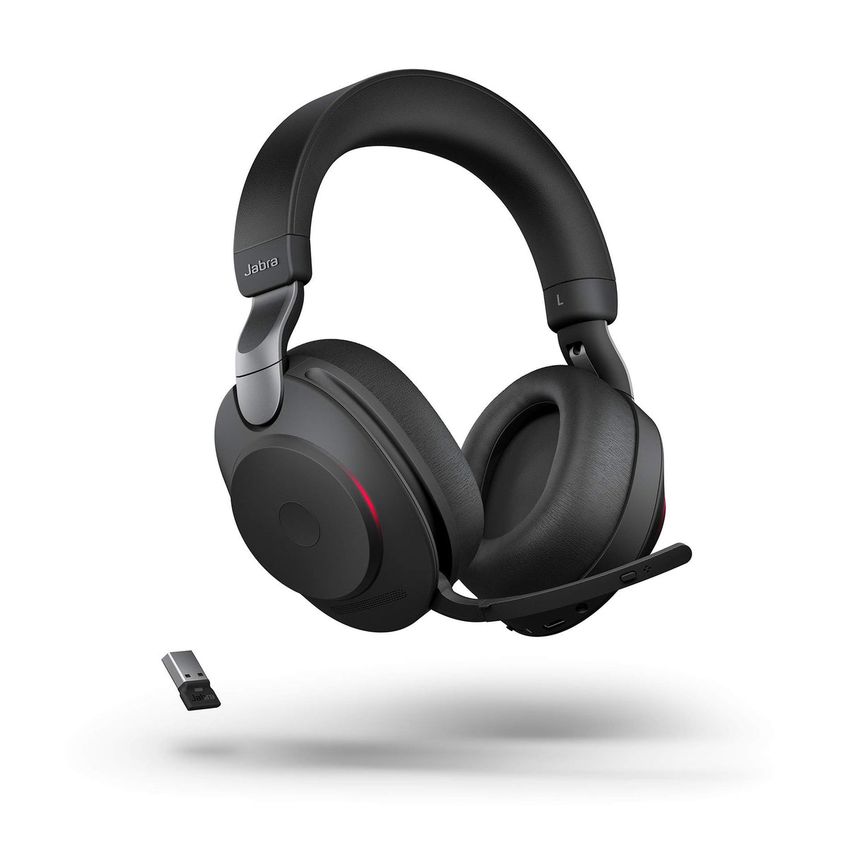 Jabra Evolve2 85 Auriculares Inalámbricos Estéreo PC con Soporte de Carga - Certificados para Microsoft Teams - Batería de Larga Duración - Adaptador Bluetooth USB-A - Negro