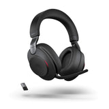 Jabra Evolve2 85 Auriculares Inalámbricos Estéreo PC con Soporte de Carga - Certificados para Microsoft Teams - Batería de Larga Duración - Adaptador Bluetooth USB-A - Negro