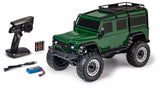 Carson 500404236 1:8 Land Rover Defender 100% RTR British Vert - Voiture radiocommandée, véhicule RC, Batteries et radiocommande incluses, Vitesse km/h, Temps de conduite 20 min