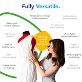Adjustoform Coser Sew Simple 8 Partes Forma de Vestido Ajustable, Tela de nailon rojo amapola, S