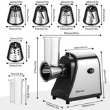 Meykey Cortador Eléctrico de Frutas y Verduras de Acero Inoxidable, 250 W, 5 Cuchillas Cónicas