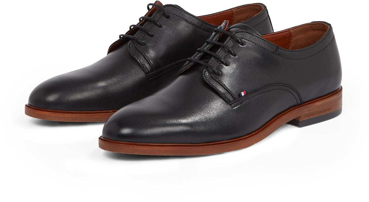 Tommy Hilfiger Calzado Derby Hombre Thunit Leather con Puntera Redonda, Negro (Black), 42