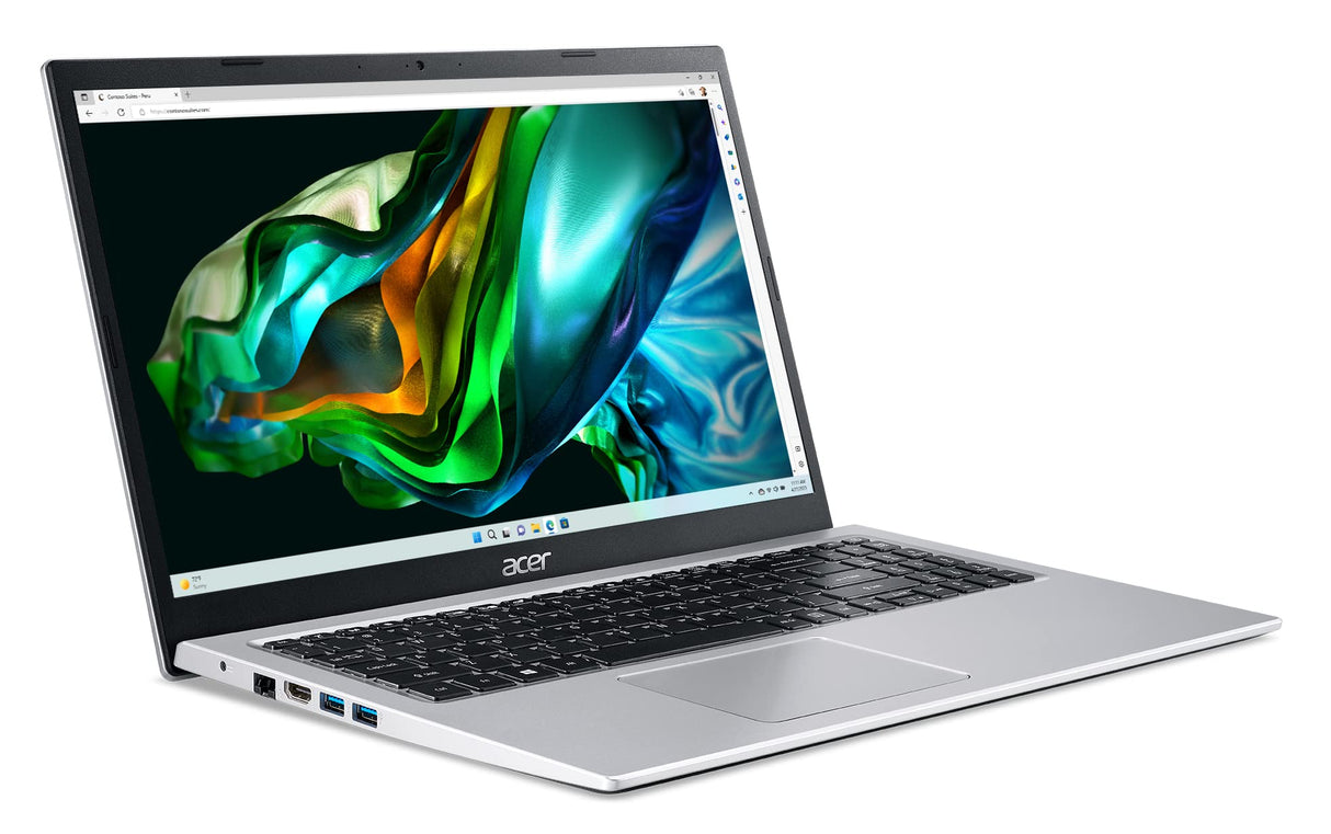 Portátil Acer Aspire 3 (A315-58-30H2), Pantalla 15.6FHD, IntelCore i3-1115G4, RAM de 8 GB, SSD de 256 GB, Gráficos Intel UHD, ventanas 11, Teclado QWERTY, plata