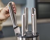 Joseph Joseph Elevate, Set de cuchillos con taco en acero inoxidable, Juego de 5 piezas con bloque giratorio, cuchillos en acero inoxidable japones, antihuellas y base antideslizante