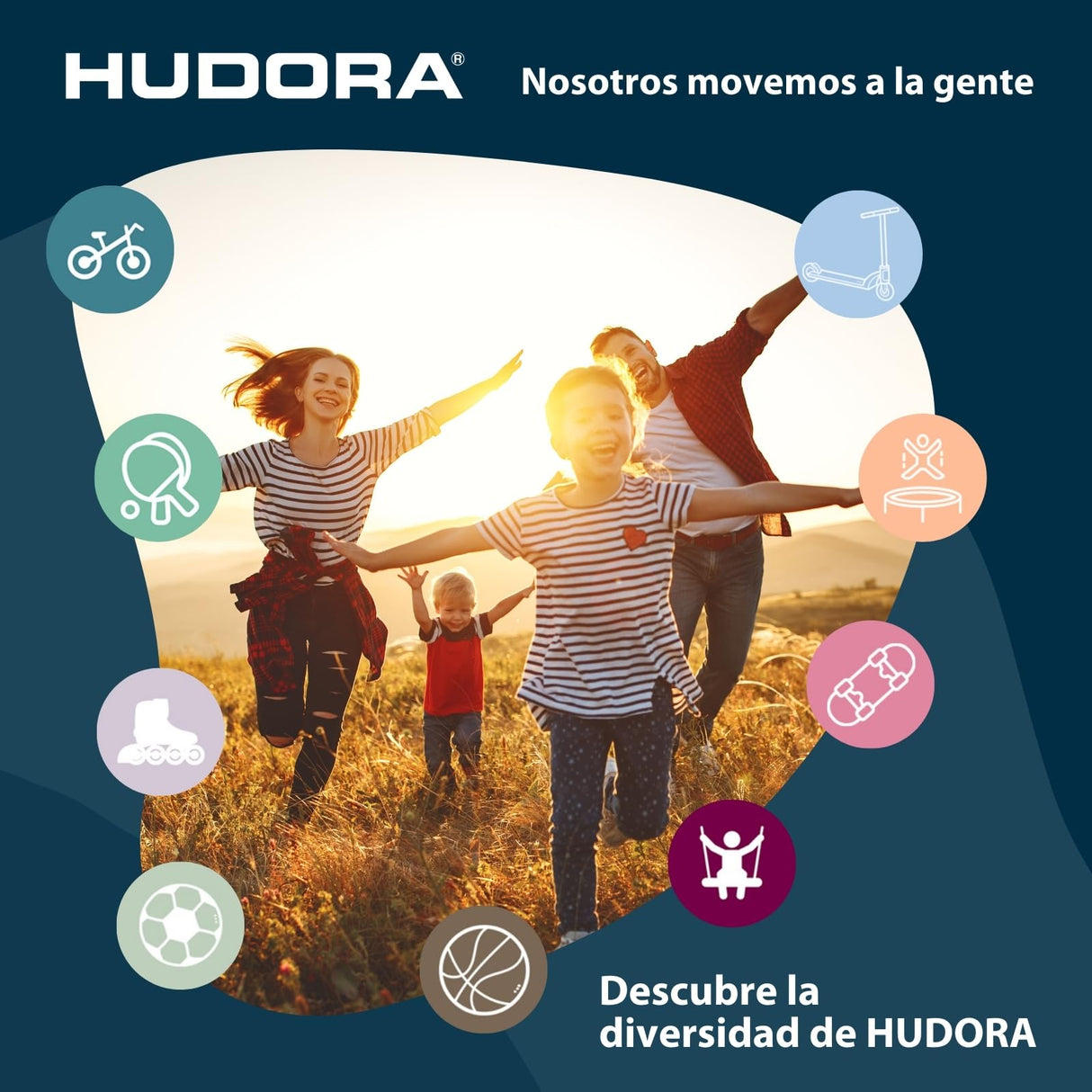HUDORA Trampolin 4square - Trampolín rectangular al aire libre de 244x366/215x305 cm - Cama elástica deportiva rectangular para hasta 120 kg - Trampolín familiar con alta capacidad de salto