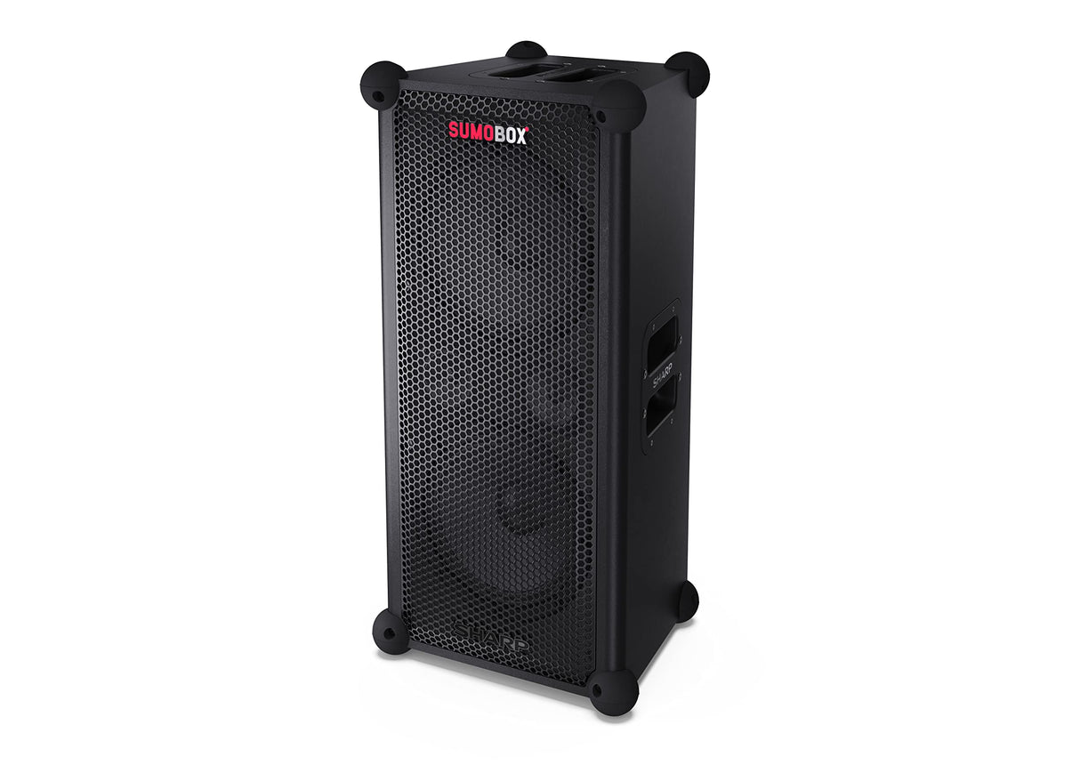 Sharp CP-LS100 Altavoz portatil de Alto Rendimiento, 120W RMS, 105dB, Carcasa de Madera, bateria Litio Intercambiable, 10 Horas (hasta), Bluetooth, Panel de 3 Canales TRS/XLR (x2), Aux/Bluetooth