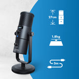 M-Audio Uber Mic - micrófono de condensador USB, para gaming y streaming en PC, podcast, grabaciones, con 4 patrones polares, mute y salida de auriculares