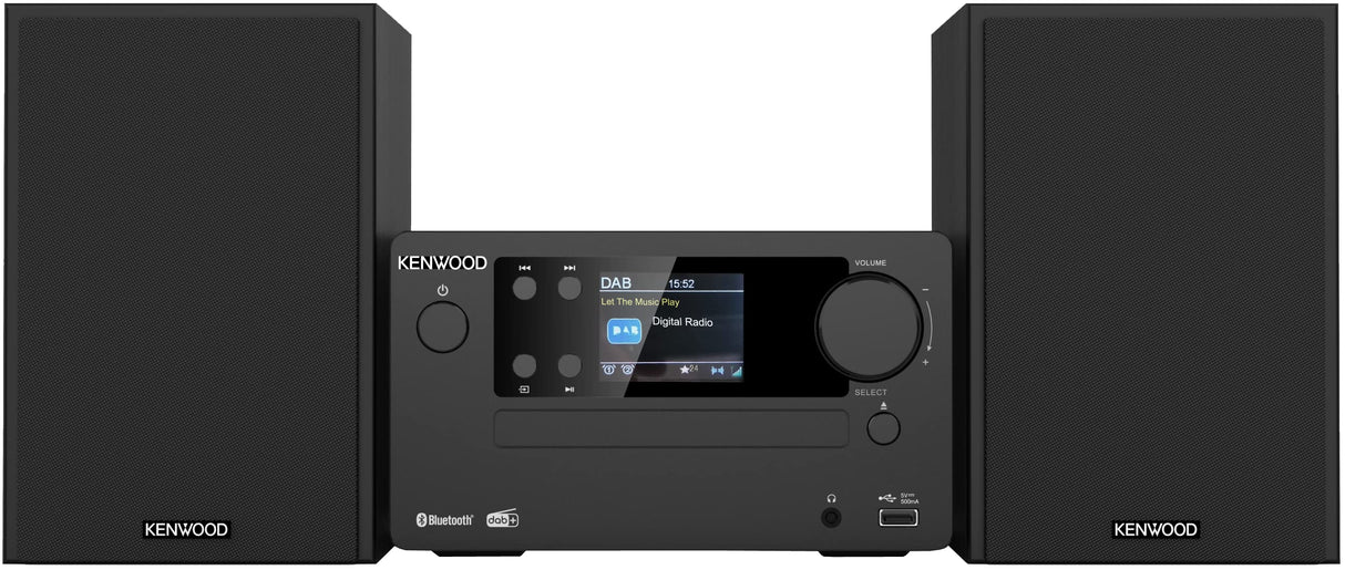 Microcadena HiFi Kenwood M-725DAB-B con CD, USB, Dab+ y Bluetooth Audio-Streaming. Color: Negro - Mini Equipo de Musica para casa