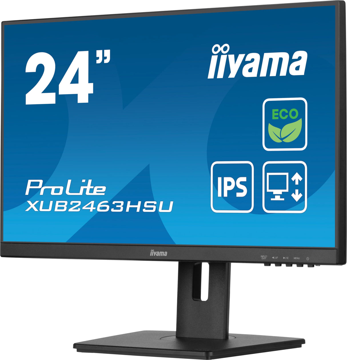 iiyama XUB2463HSU-B1 24" Panel IPS Green Choice, EyeComfort / EyeSafe 2.0, 1920x1080100Hz, 15cm Hiegt Adj. Stand, 250cd/m², Altavoces, HDMI, DisplayPort, 3ms GTG, FreeSync, USB 2x 3.2 (23,8" VIS)