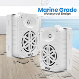 Pyle Altavoces para Interior y Exterior – 500 W, 2 Altavoces Blancos de 5,25" Impermeables, Sistema de 2 Vías con Tweeter de ½, para Casa, Barco, Terraza y Piscina